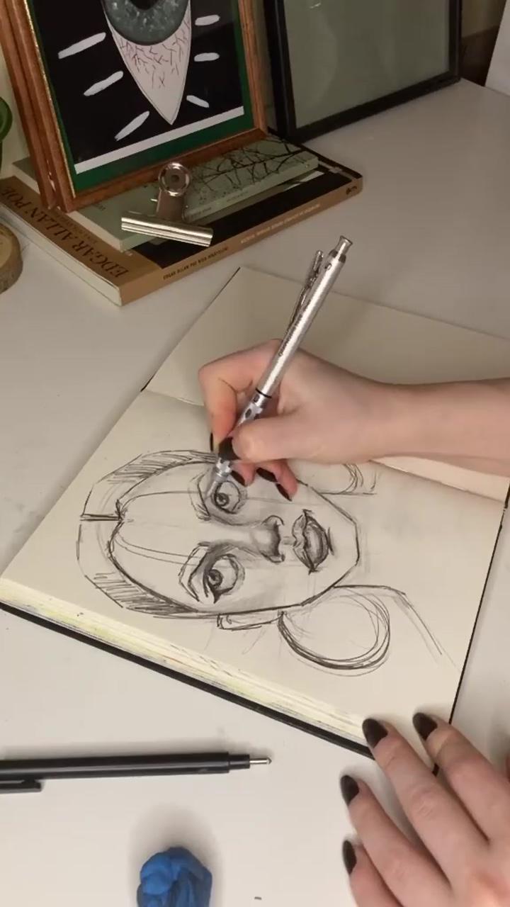 Sketchbook. art. portrait animation. aesthetic drawing | sketchbook ideas