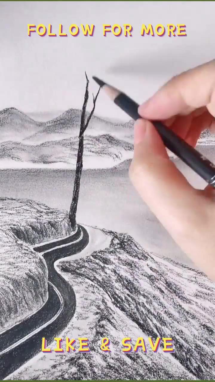 Step by step drawing tutorial for landscape | gouache door painting