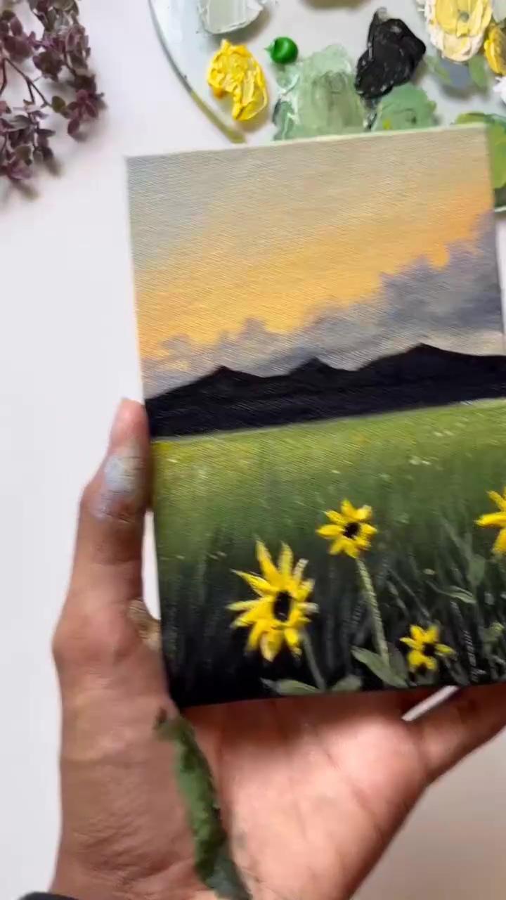 Sunflower field | landscape art painting