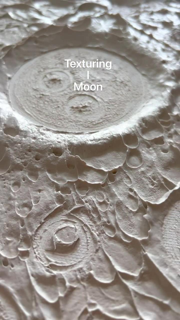 Texturing. moon on canvas. painting with putty | diy abstract canvas art