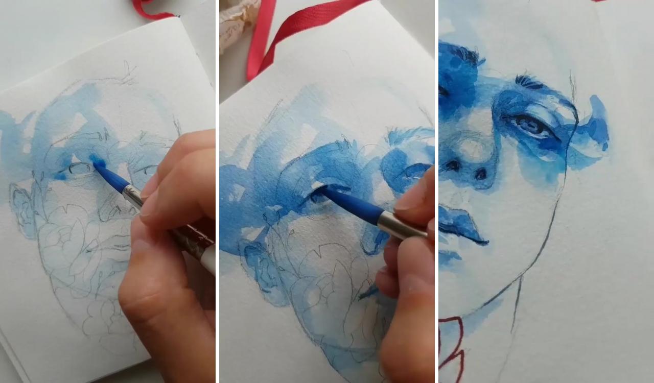 Tiktok art painting / drawing #drawing #painting, follow me for more | portrait drawing tips