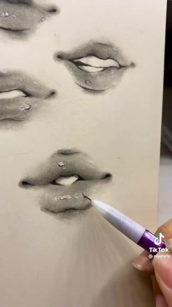 Tutorial how drawings lips | realistic bubble drawing