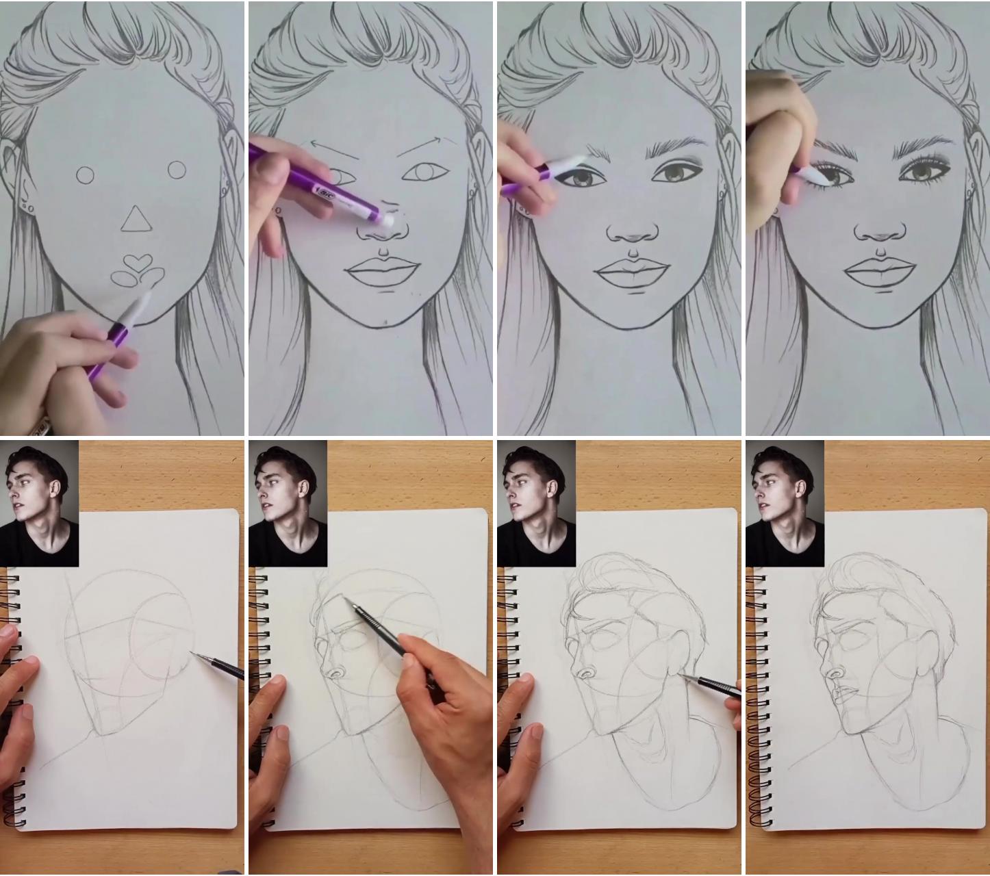Use of loomis method on portrait drawing 01 | cool pencil drawings