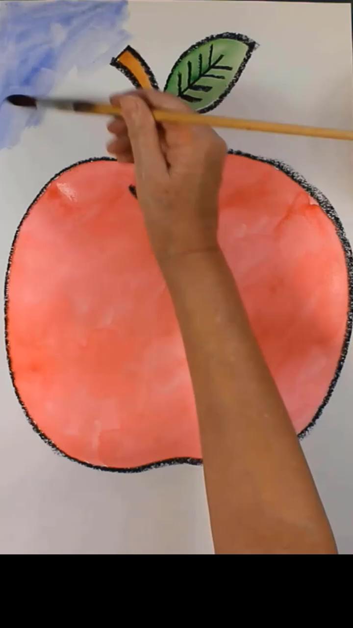 Video art project for kids: how to draw and watercolor paint a big red apple for back-to-school | how to draw and paint a giraffe for kids