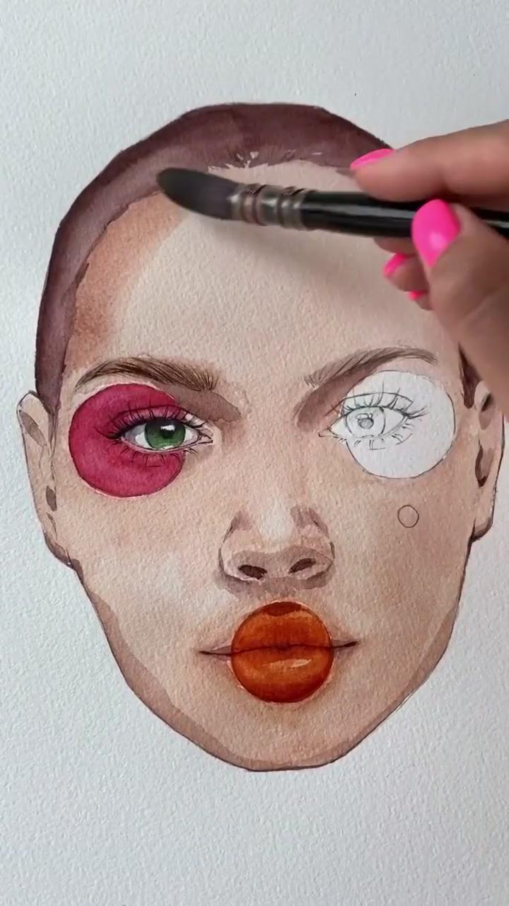 Watercolor drawing woman face portrait drawing | watercolor face painting easy