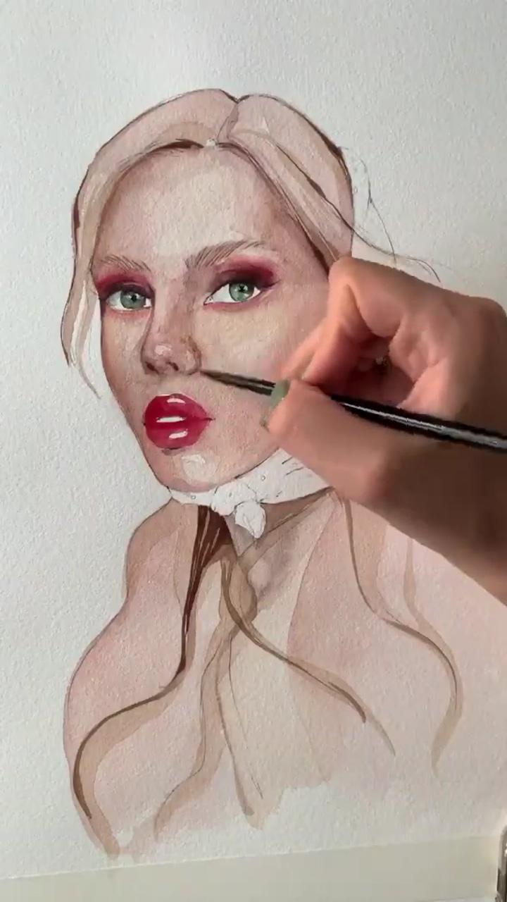 Watercolor painting tutorial draw paint portrait girl | watercolor portrait tutorial