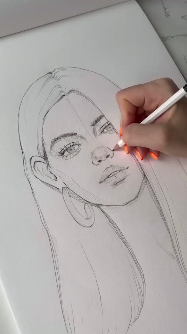 Watercolor painting tutorial draw paint portrait girl | pencil drawings tumblr