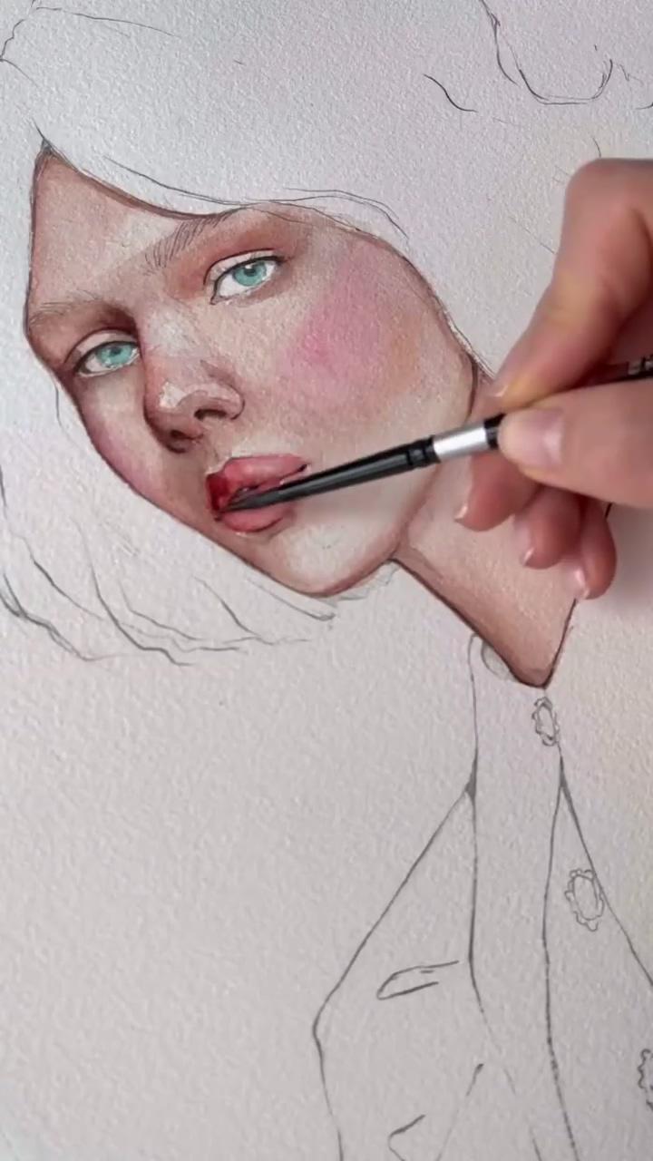 Watercolor painting tutorial draw paint portrait girl | watercolor art face
