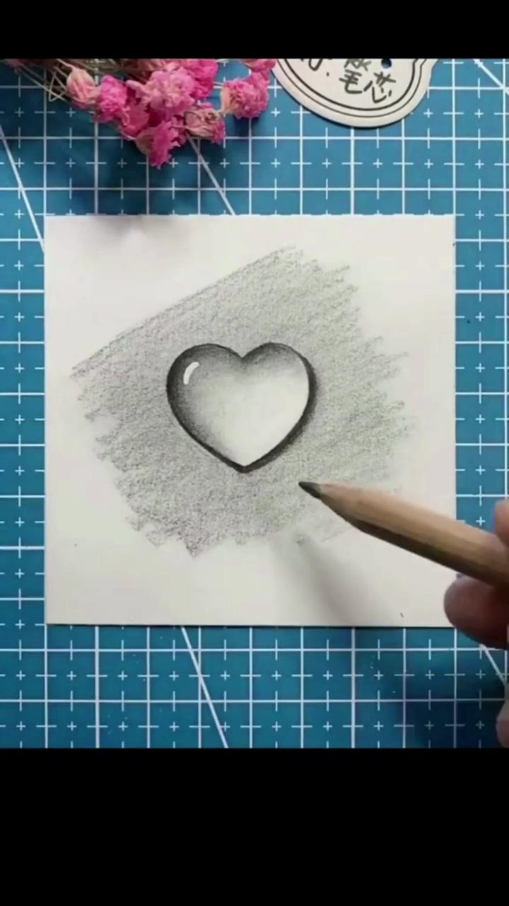Watery heart drawing; cool pencil drawings