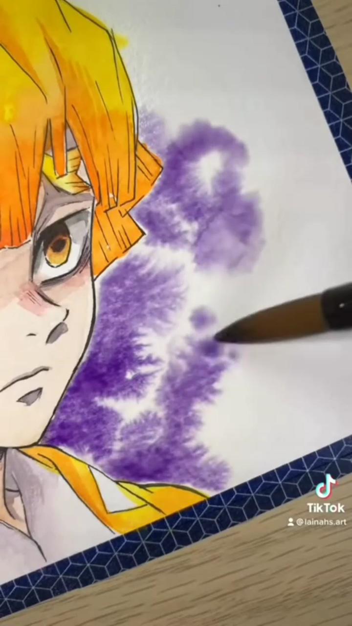 Zenitsu demon slayer art watercolor pallet | color drawing art