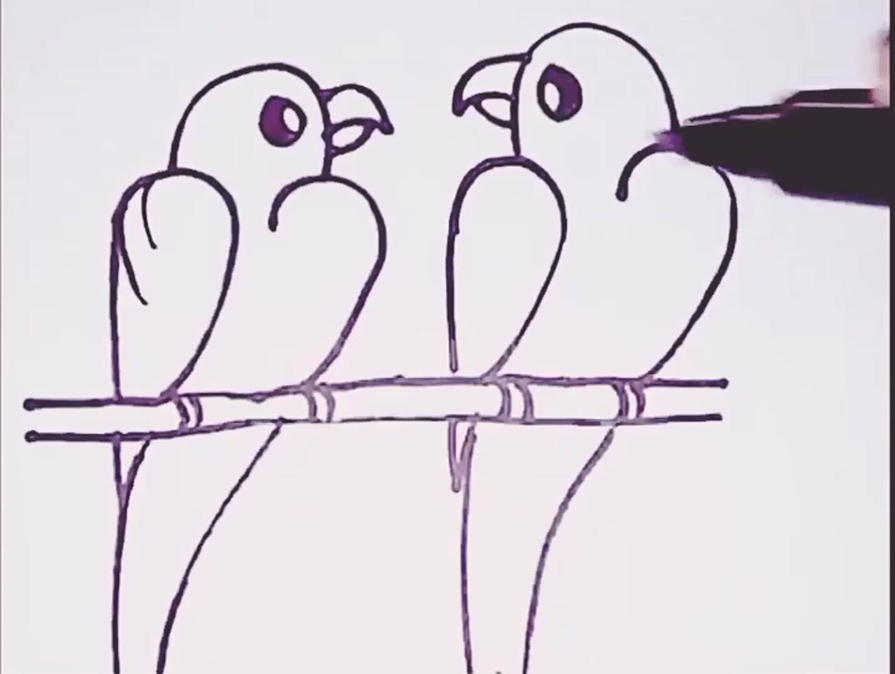 "2222" numbers, drawing love birds; bird drawings