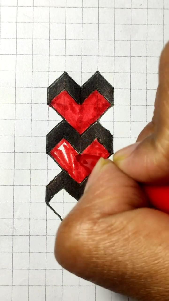 3d heart drawing and painting, 3d love art painting; 3d art , pencil drawing, pencil drawing