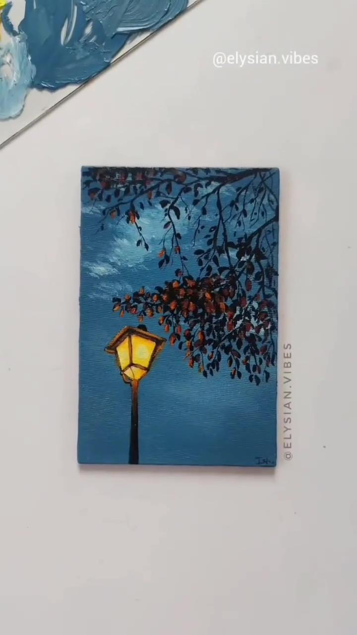 Acrylic painting, street light | vchitr easy floral painting tutorials