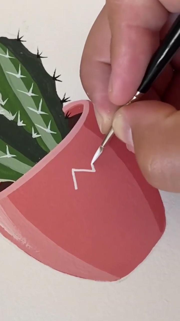 Amazing cactus art; painting art lesson