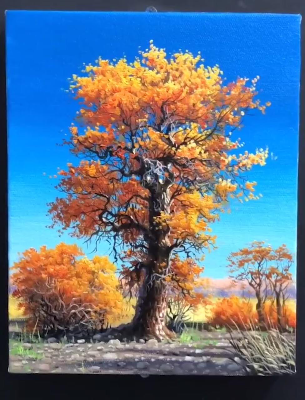Autumn tree | landscape painting tutorial