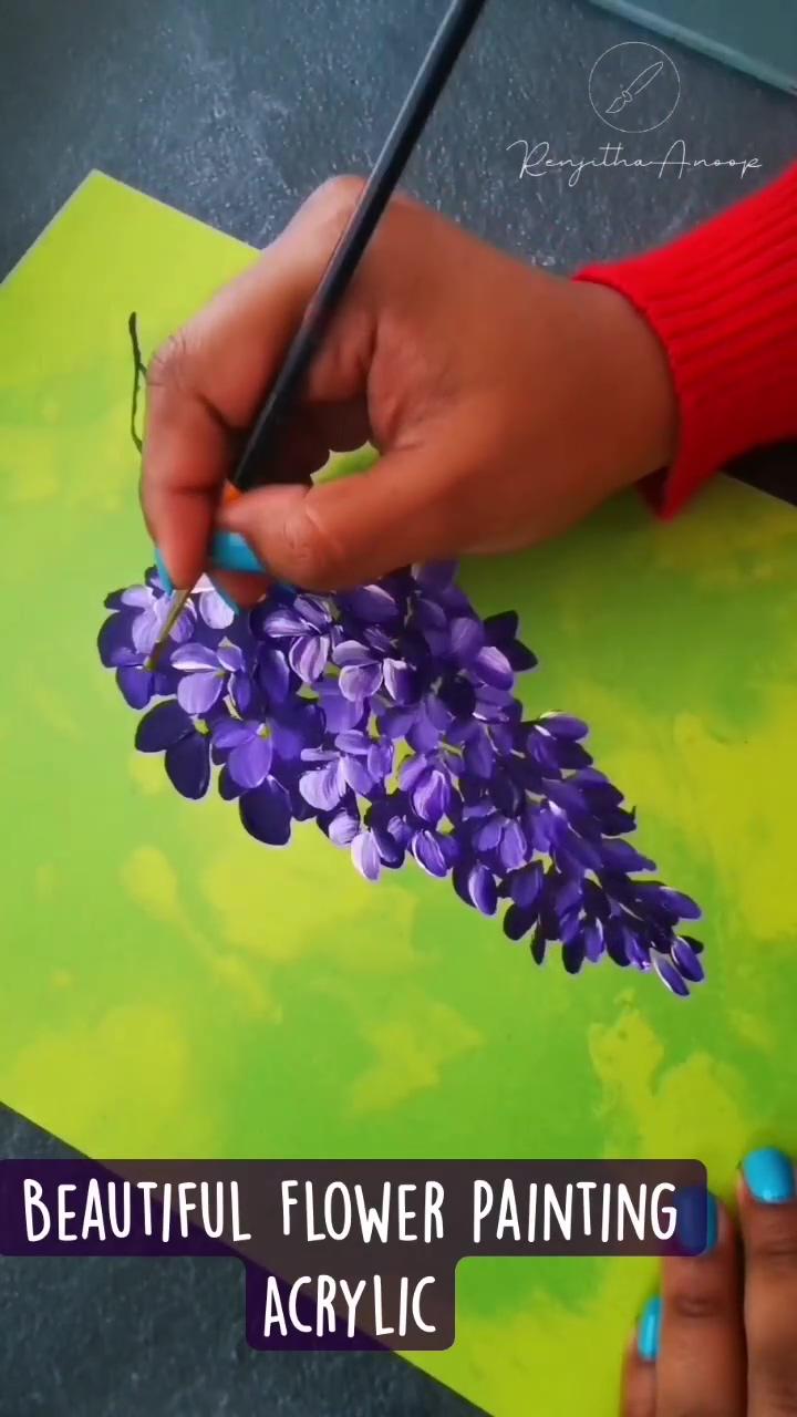 Beautiful flower painting acrylic painting | round brush painting acrylic painting flowers