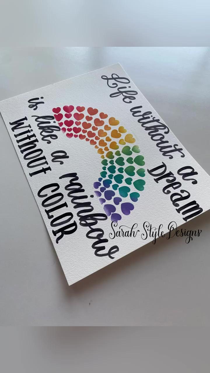 Beautiful rainbow stencil with calligraphy | how to use a glass pen video tutorial