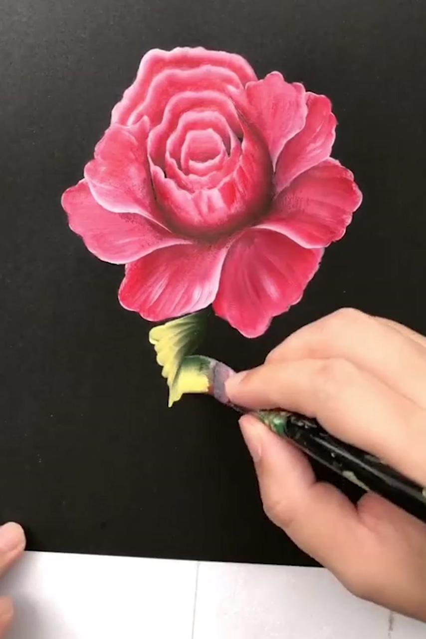 Beautiful red flower painting | painting flowers tutorial