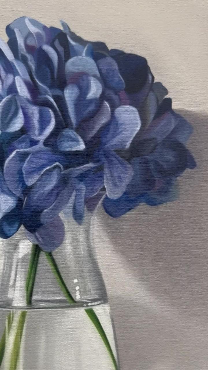 Blue hydrangeas, fine art print | painted petals