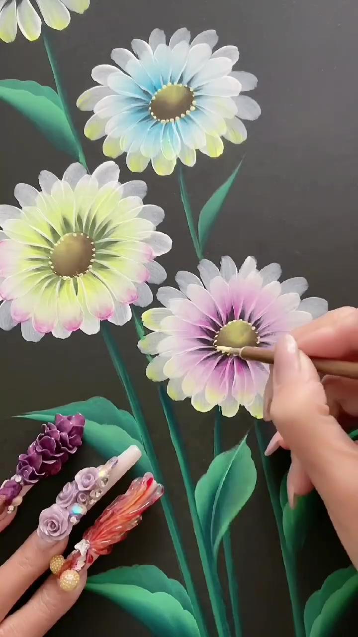 Drawing little daisy | flower painting using acrylics