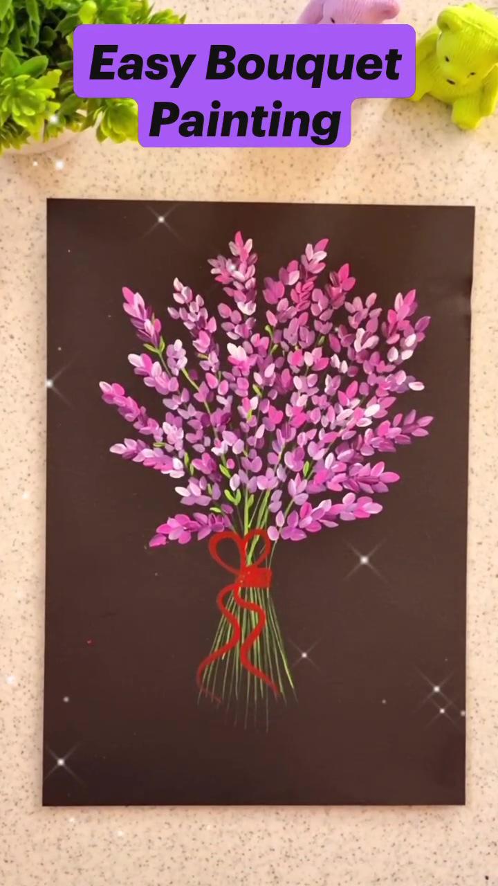 Easy bouquet painting | easy lavender painting acrylic painting step by step