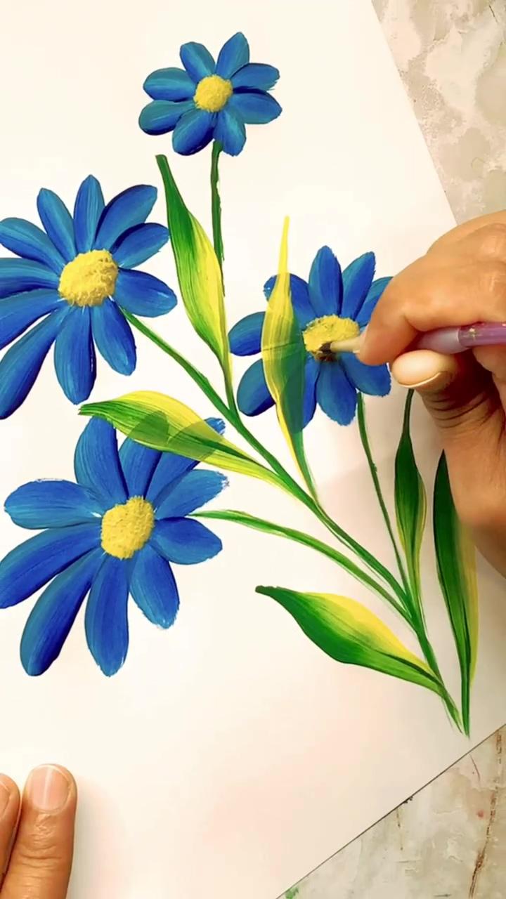 Easy flower painting | freehand floral painting #acrylicpainting #acrylic #art #artist #artwork #painting #color #floral