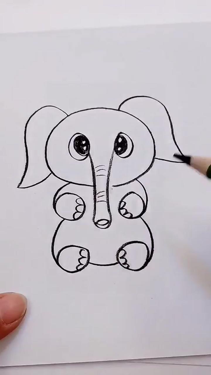 Easy steps to drawing, sketching an elephant; elephant drawing tutorial