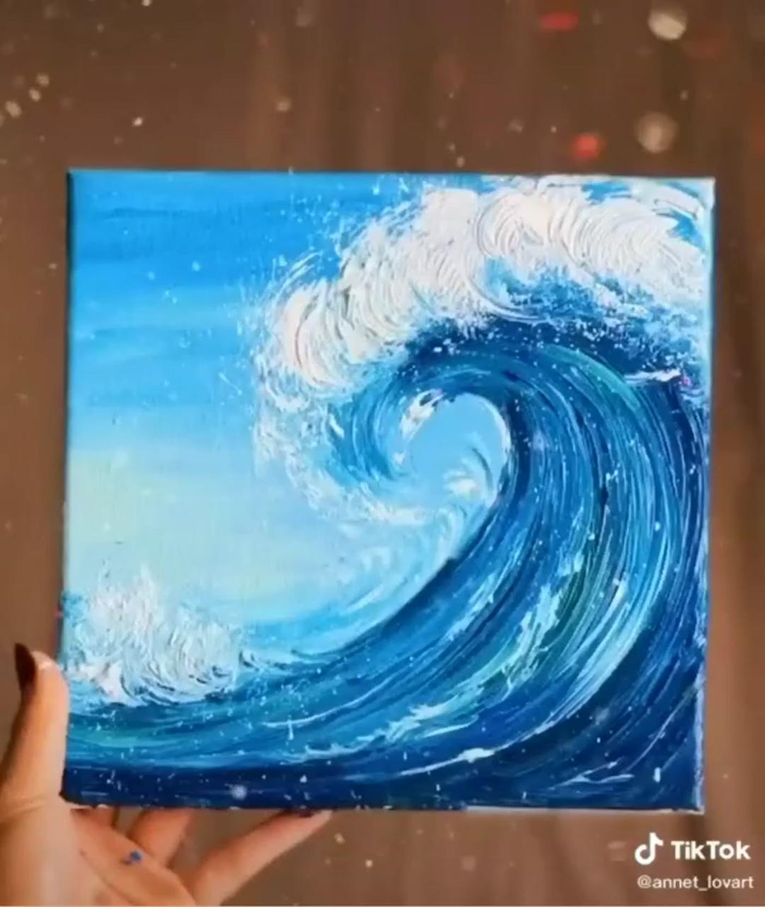 Easy wave painting idea; canvas painting designs