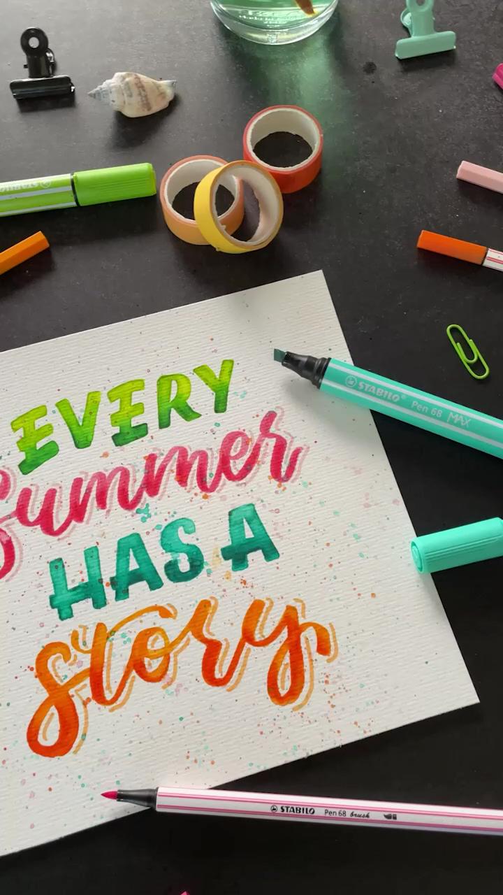 Every summer has a story - hand lettering with the stabilo pen 68 max | #relax in #brushcalligraphy