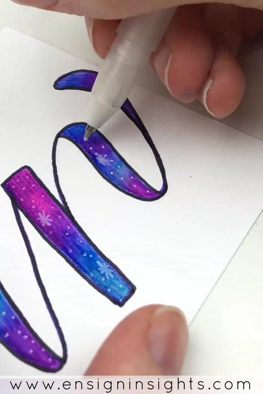 Galaxy lettering skillshare class | galaxy lettering with faux calligraphy - blending brush pens, sarah ensign, skillshare