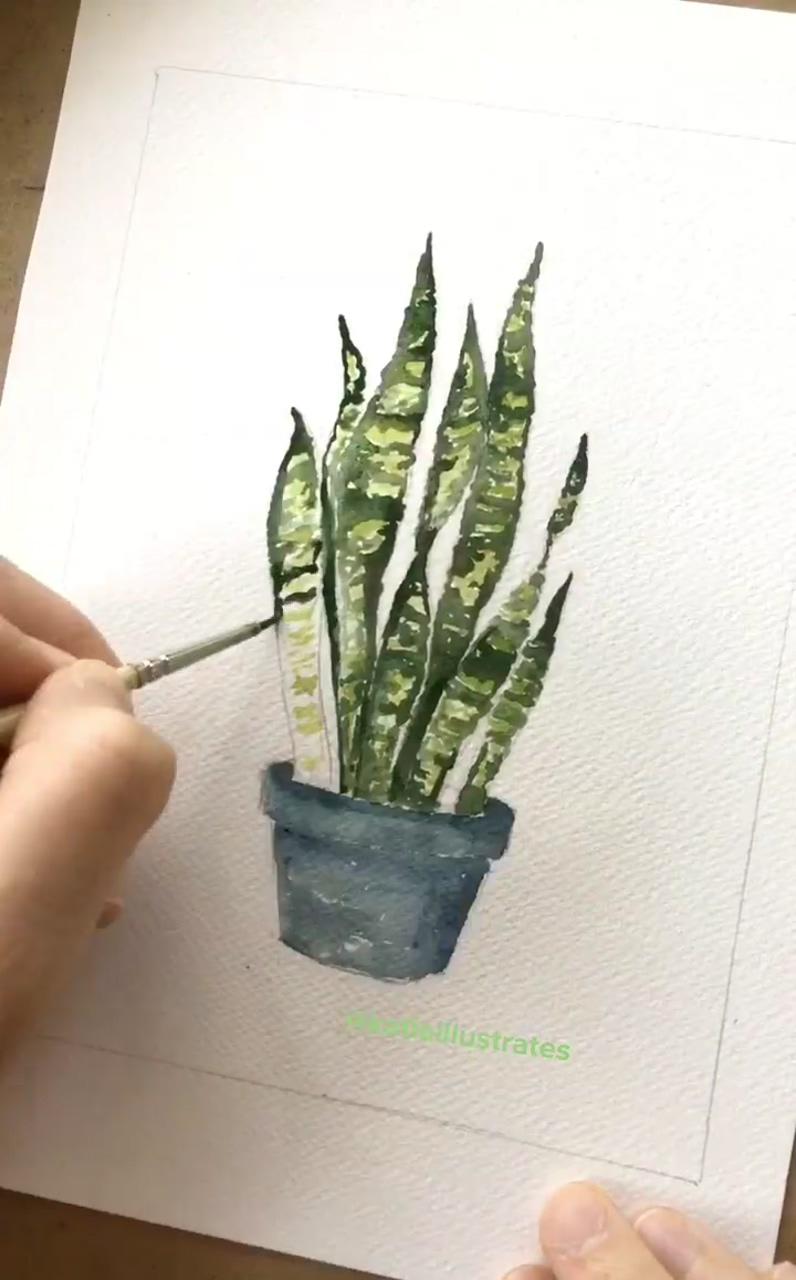 How i paint a snake plant | painting art lesson