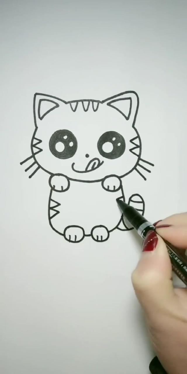 How to draw a cute cat; easy animal drawings