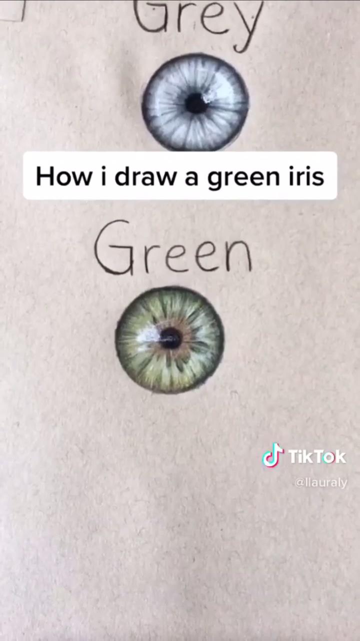 How to draw a green iris; full eye drawing process