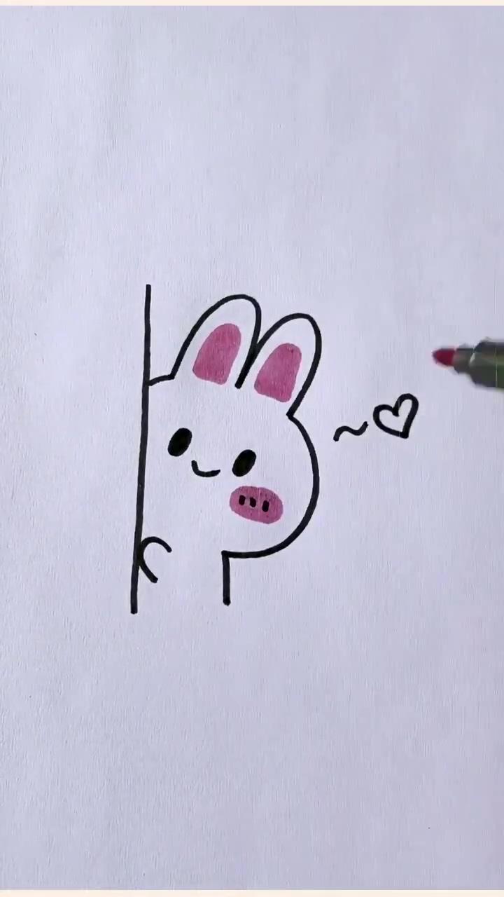 How to draw a rabbit when you have no drawing skills; kawaii very happy #skech happy 