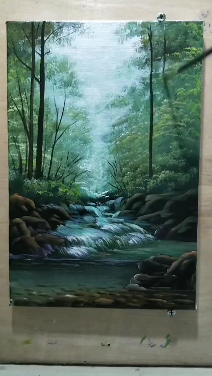 How to draw beautiful forest with artbeek acrylic | easy painting