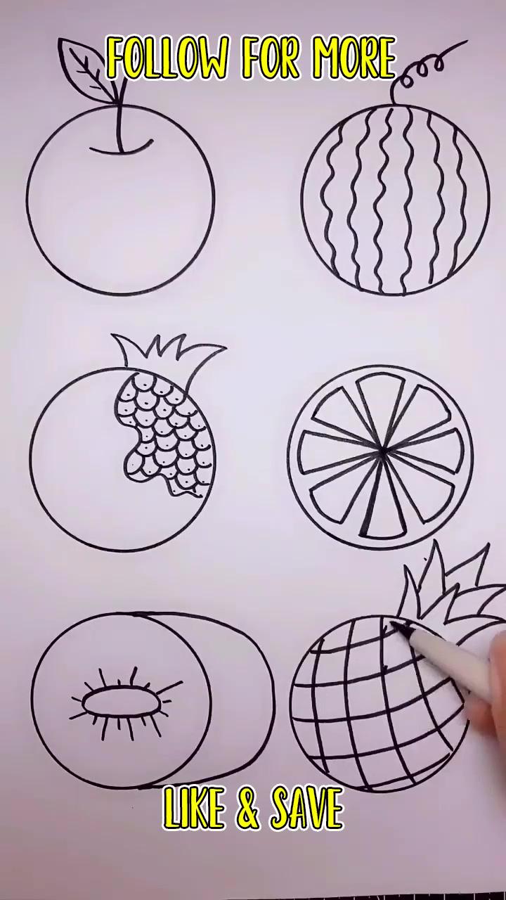How to draw fruits - how to draw fruits for kids - how to draw fruits easy | cool sharpie drawing idea - canvas drawing ideas easy