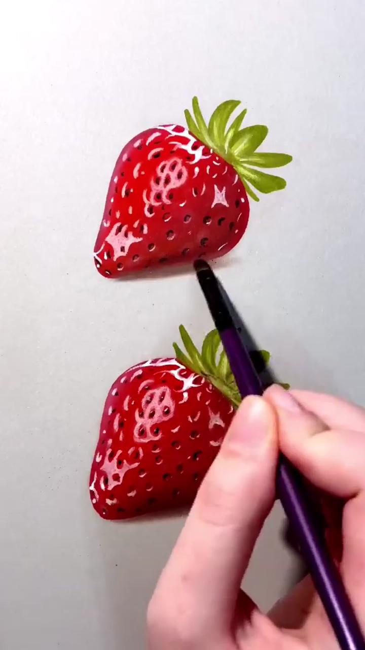 How to draw realistic strawberry, strawberry drawing tutorial, drawing crafts for kids, drawing | how to draw a butterfly
