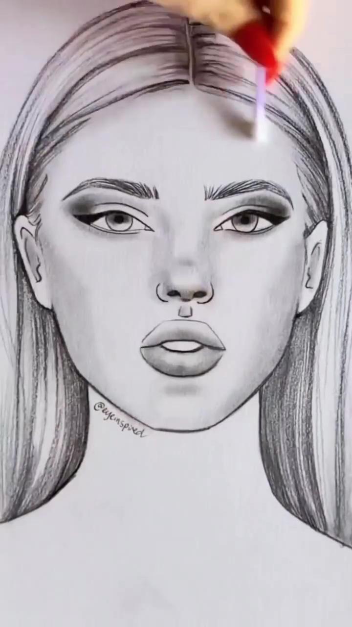 How to highlight the portrait; portrait sketch drawing by marilina_art on ig