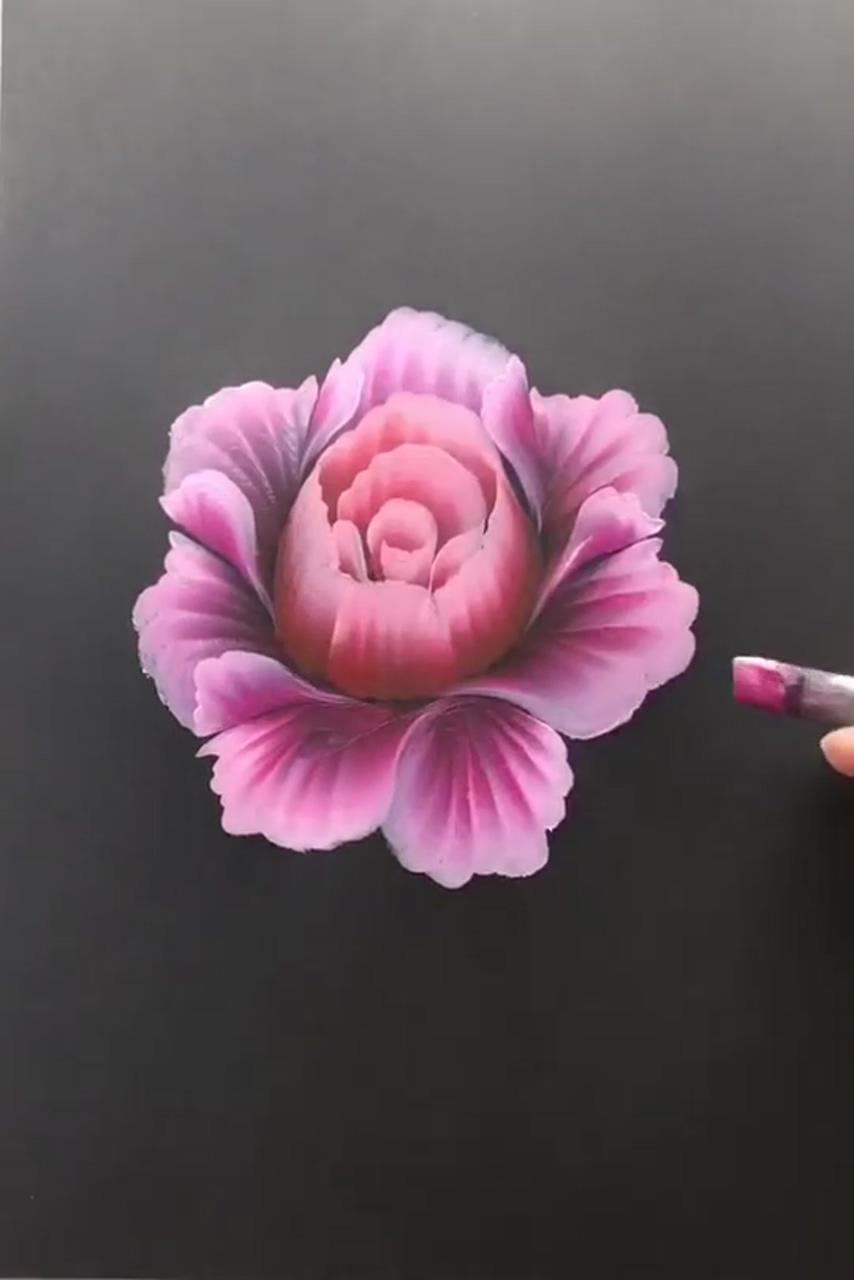 How to paint flowers with 3d effect | coconut tree with pink sea painting idea