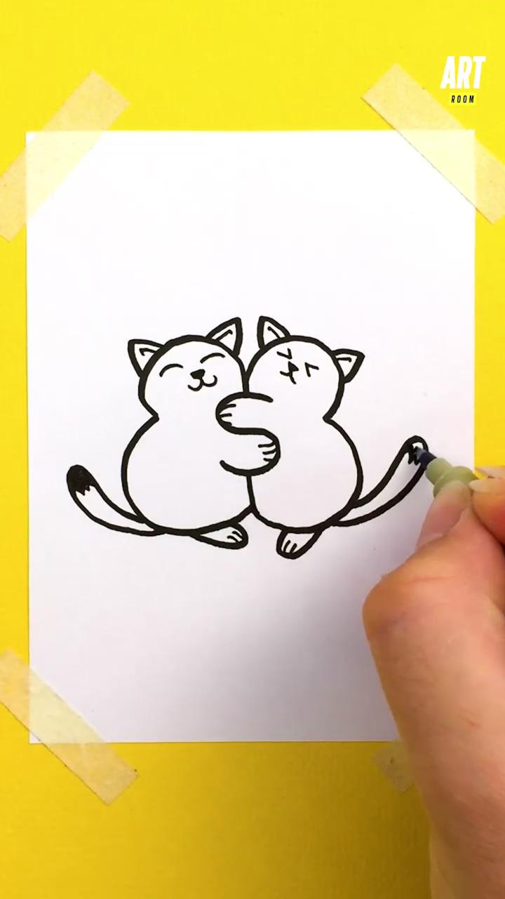 I draw 2 adorable cats | fun easy crafts