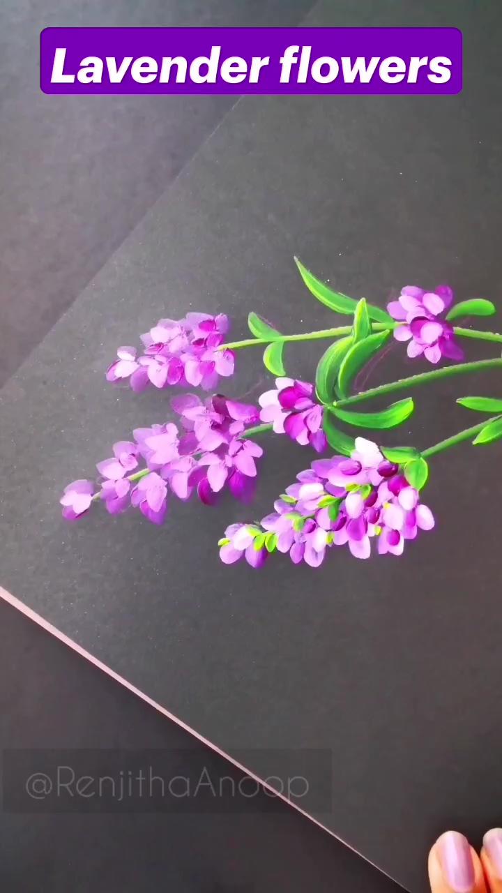 Lavender flowers acrylic painting | awesome satisfying brush stroke flower painting tutorial,, most creative art