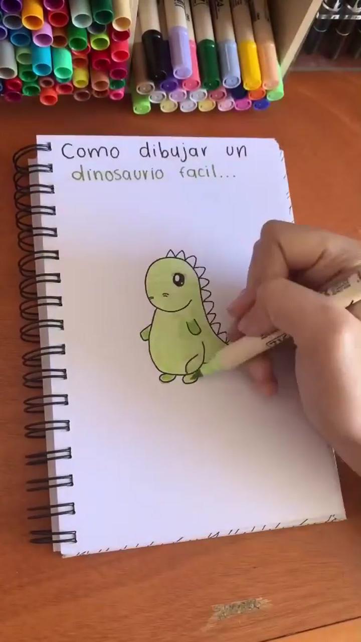 Learn to draw a kawaii dinosaur | drawing tutorials for kids