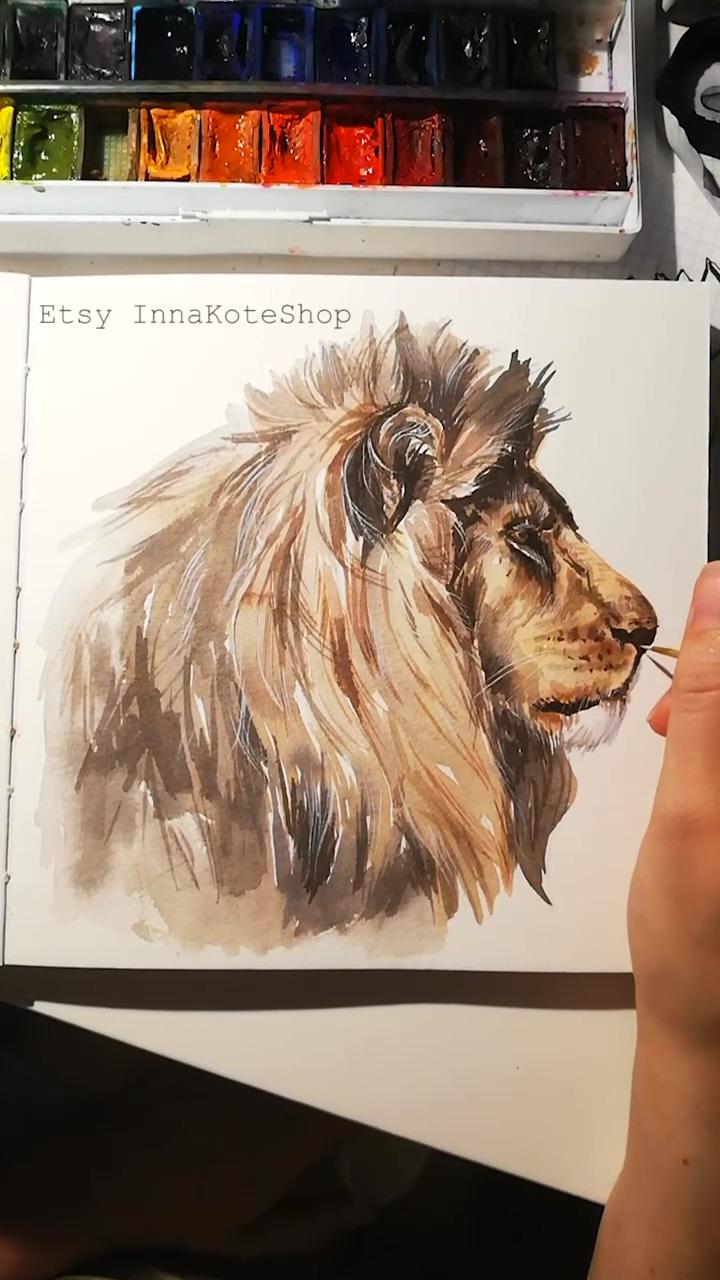 Lion watercolor painting | coloured pencil drawing - polar bear - teresa joy fine art