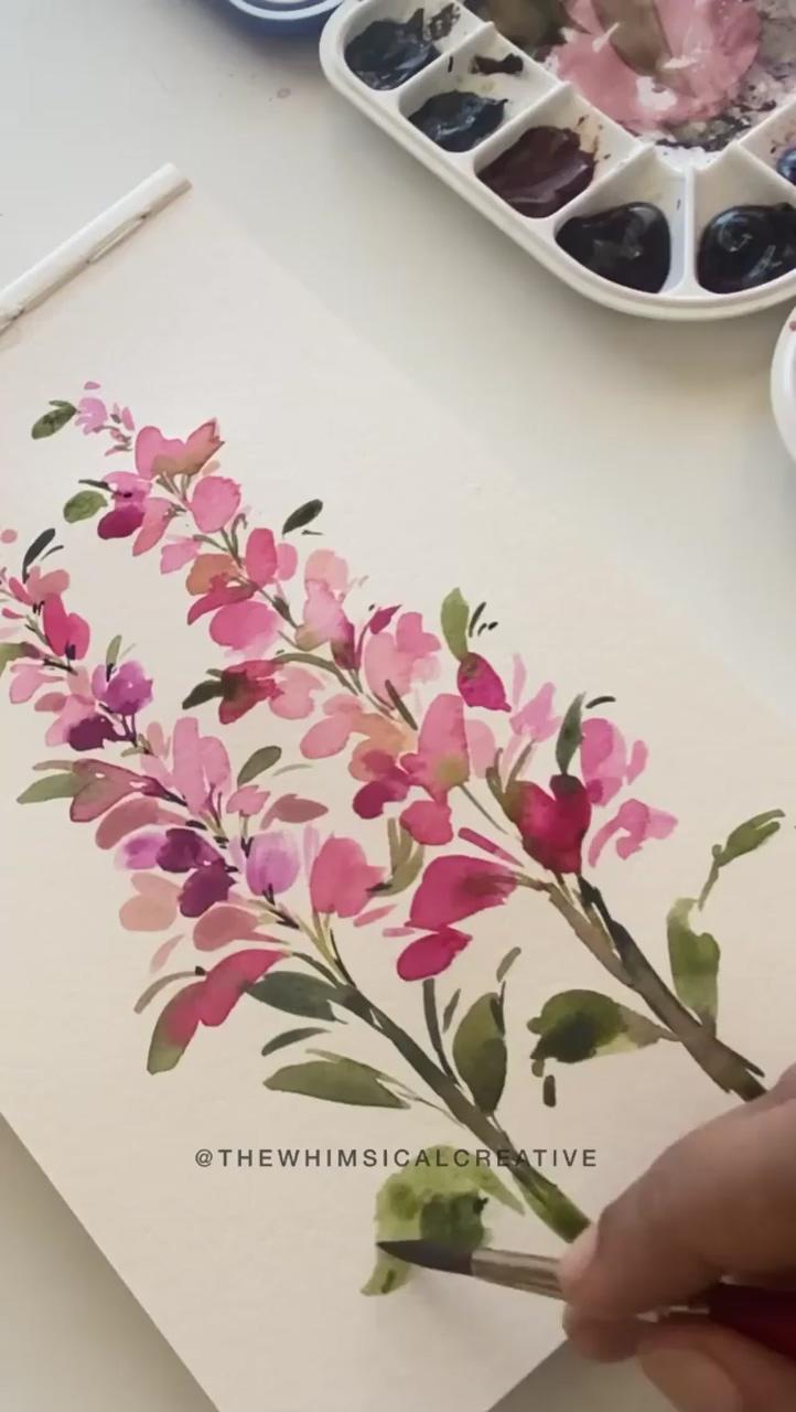 Loose snap dragon flowers watercolour | get watercolor sets 12/24/48 color atwww. paperhouse. mesave 3 with code "pin3"