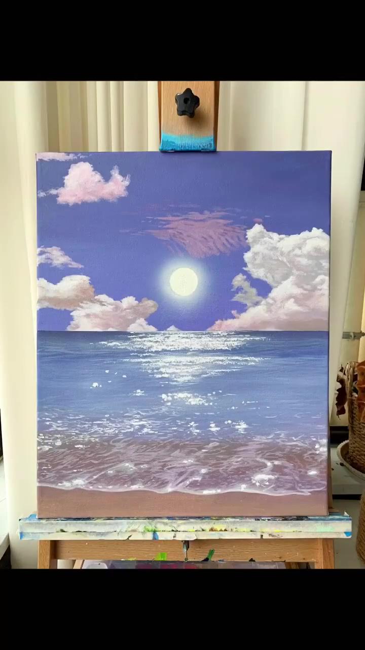 Original seascape oil painting on canvas, custom abstract seaside sunrise art, modern ocean painting | #learn