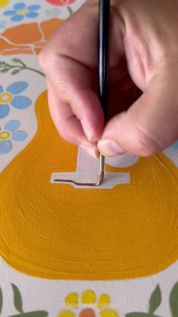 Painting a guitar with flowers gouache on watercolor paper - youtube | amazing art