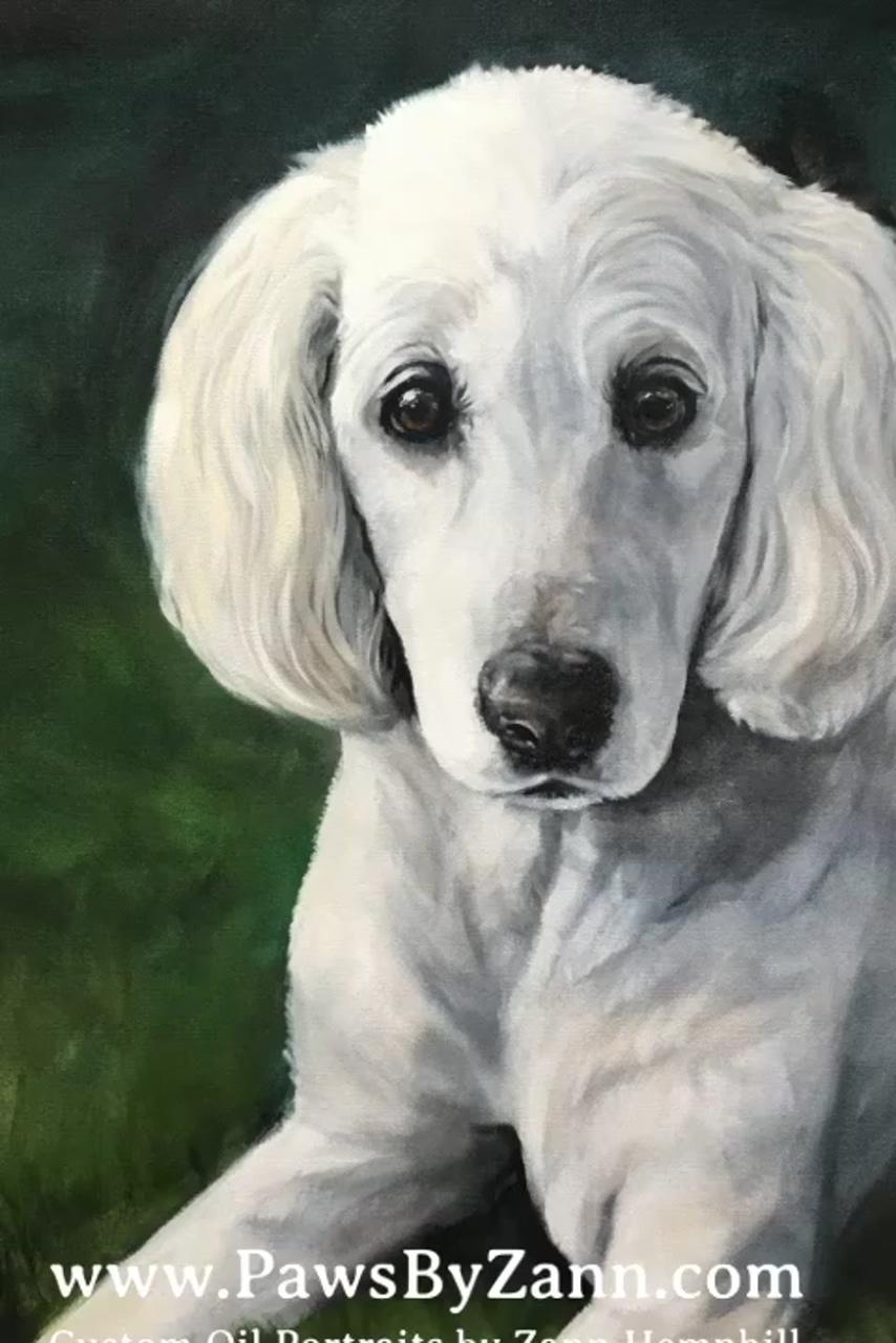 Painting a poodle dog portrait; dog portrait drawing