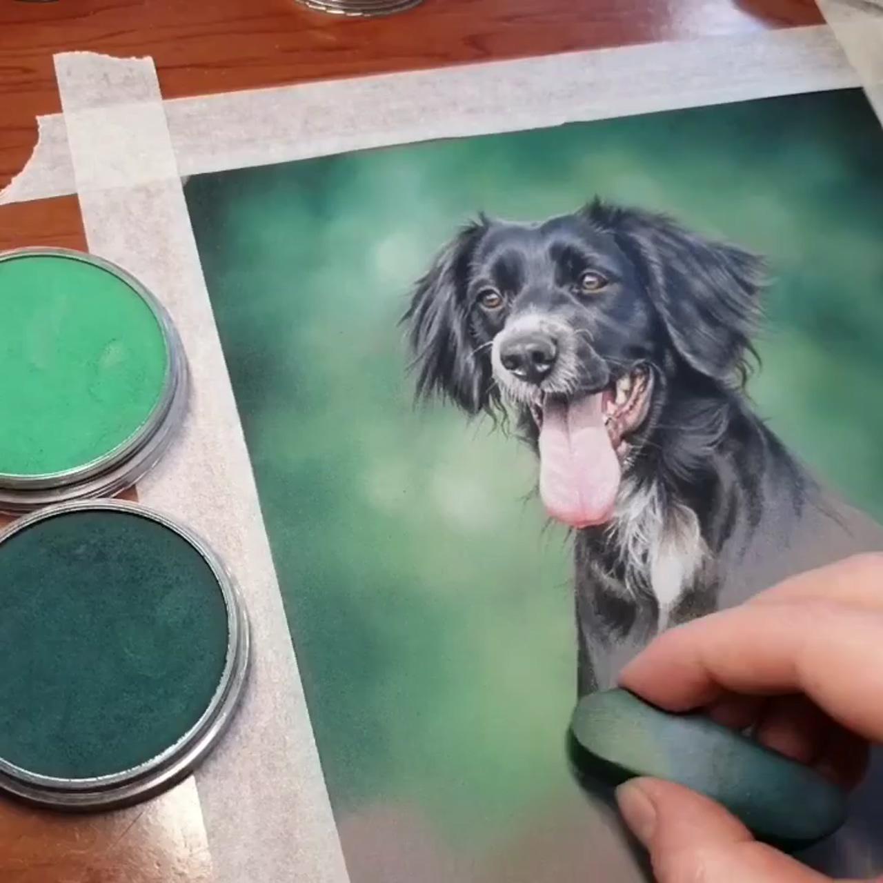 Painting drawing realistic animal colored art by satuma_art | springer spaniel puppy watercolor time lapse video by emily olson