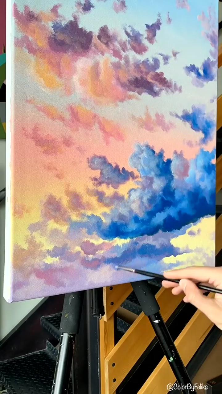 Pastel clouds acrylic painting | abstract art painting diy