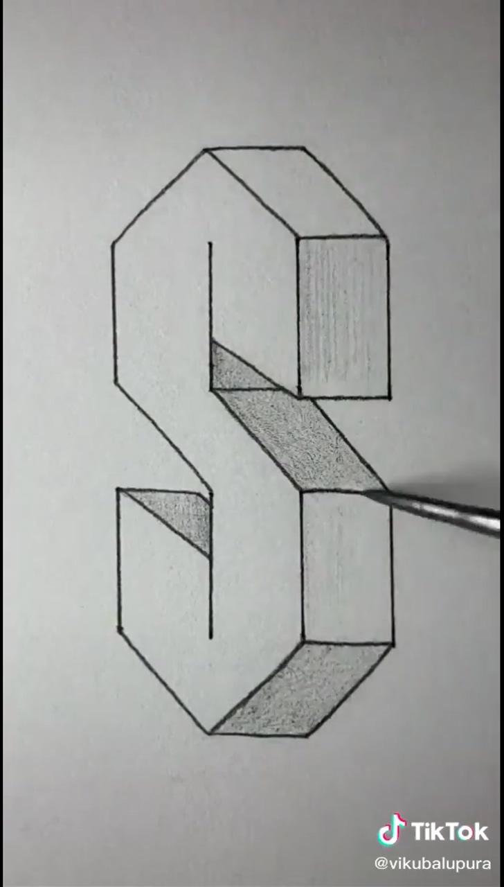 " s " 3d drawing; cute easy drawings